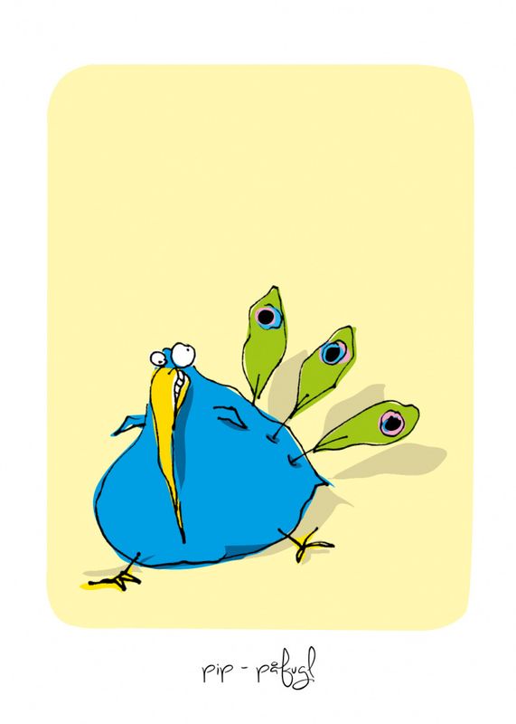 Påfugl 21x30 cm med ramme