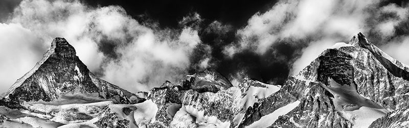 Matterhorn Dent-Blanche the Obergalhorn and Wellenkuppe 50x110 cm